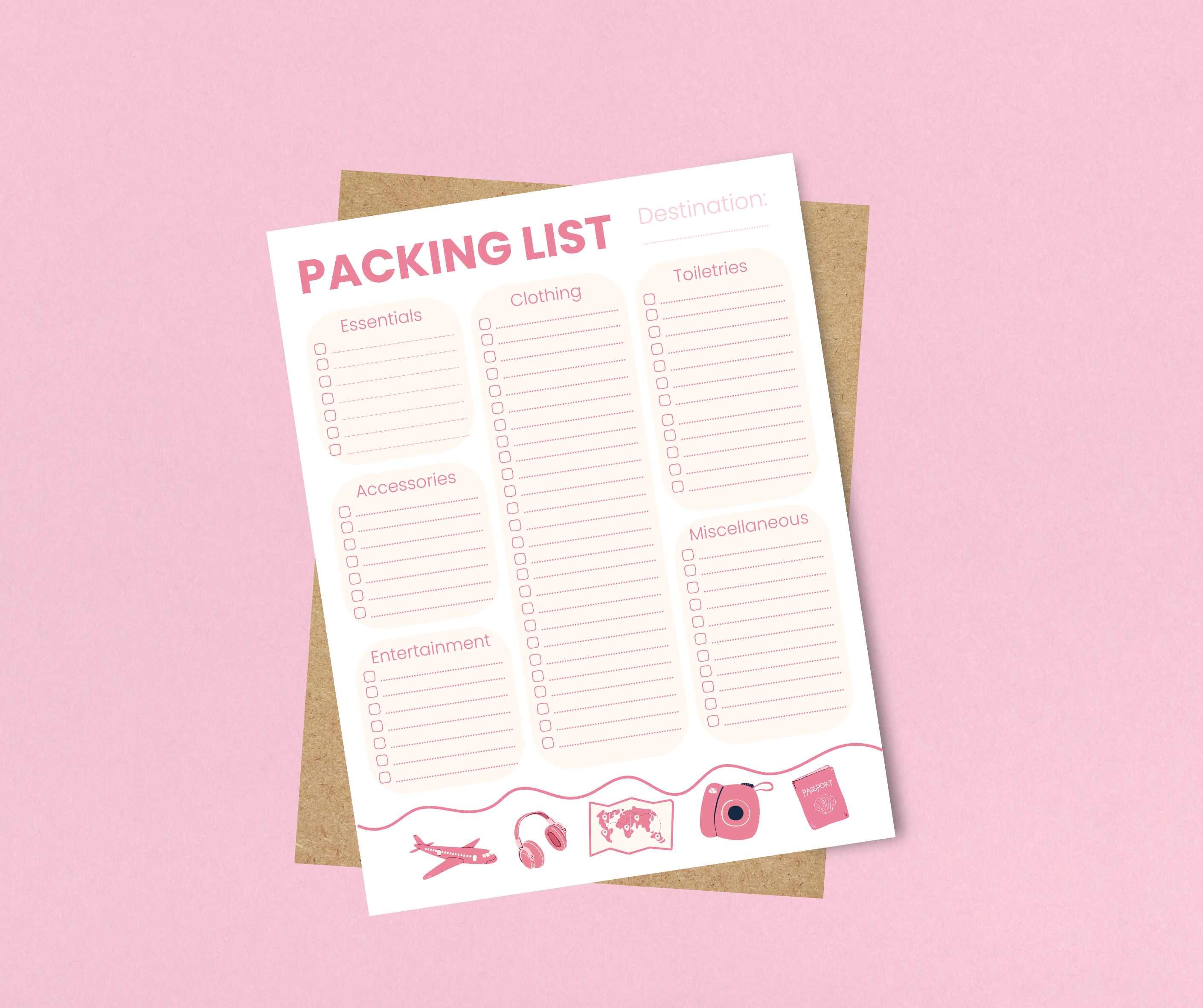 Travel Packing List Notepad