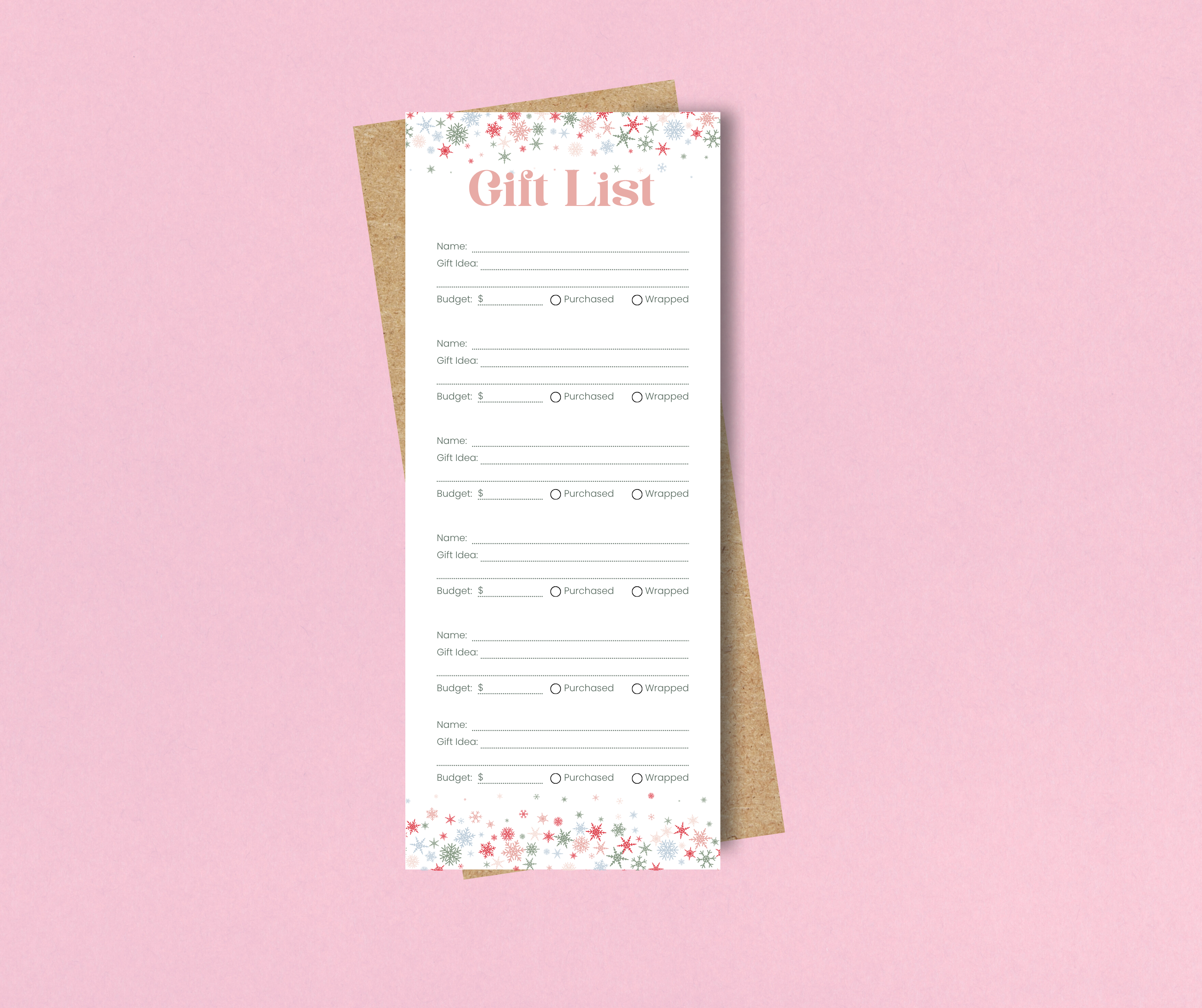Christmas Gift List Notepad
