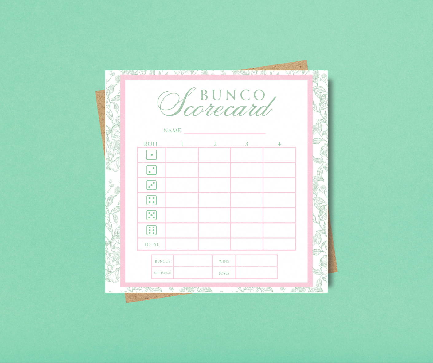 Bunco Scorecard Notepad