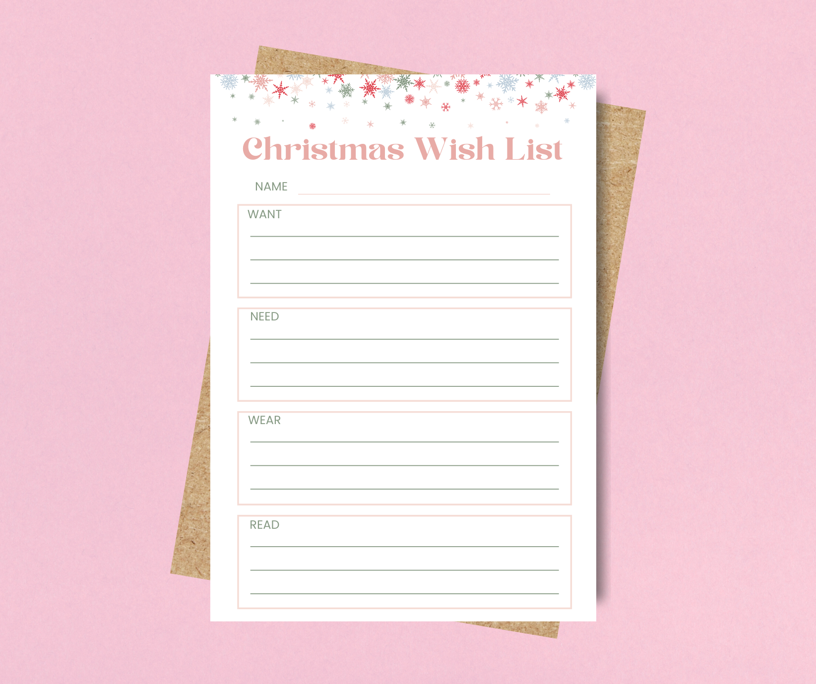 Christmas Wish List Notepad