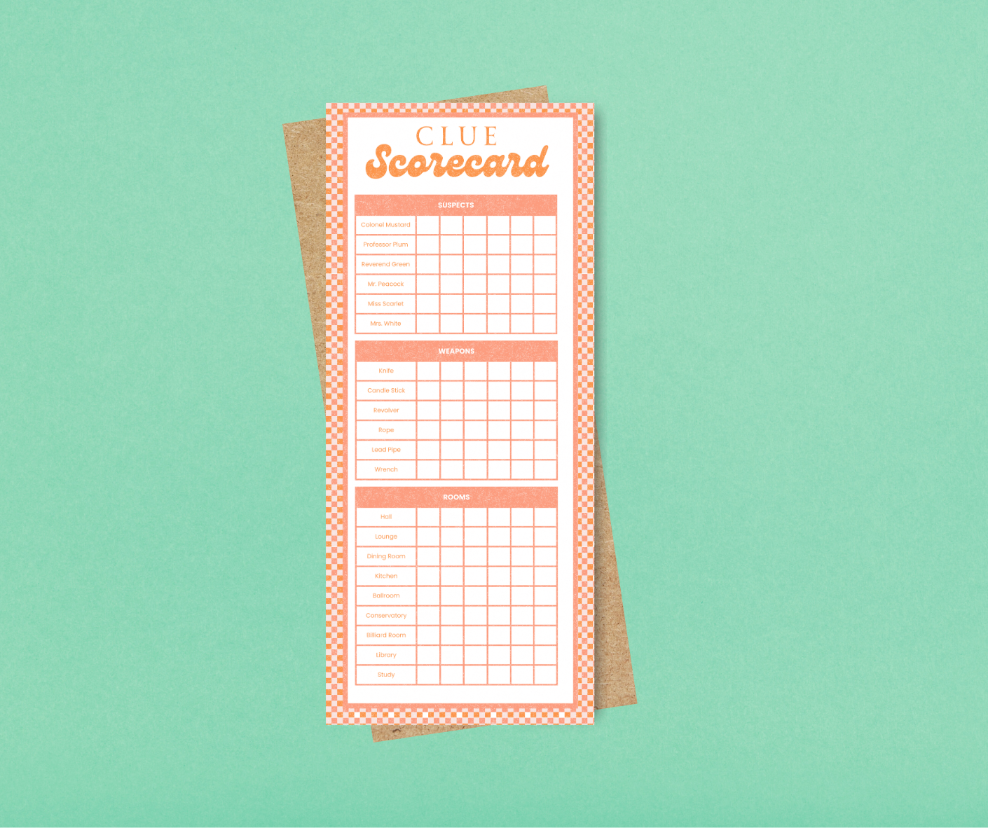 Clue Scorecard Notepad