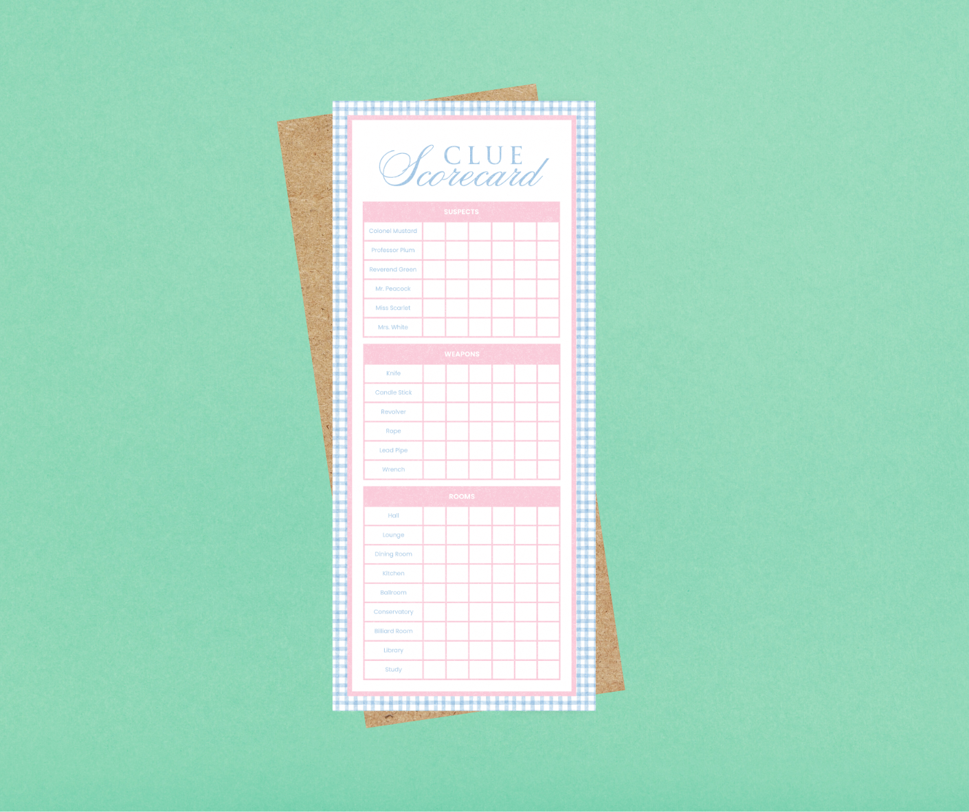 Clue Scorecard Notepad