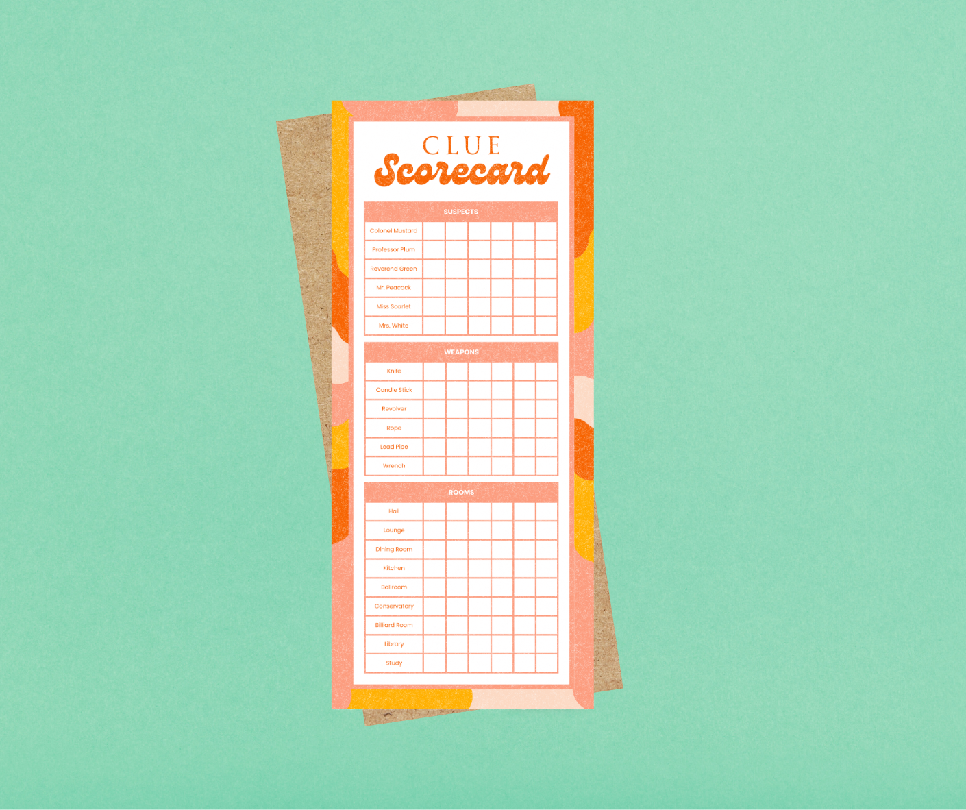 Clue Scorecard Notepad