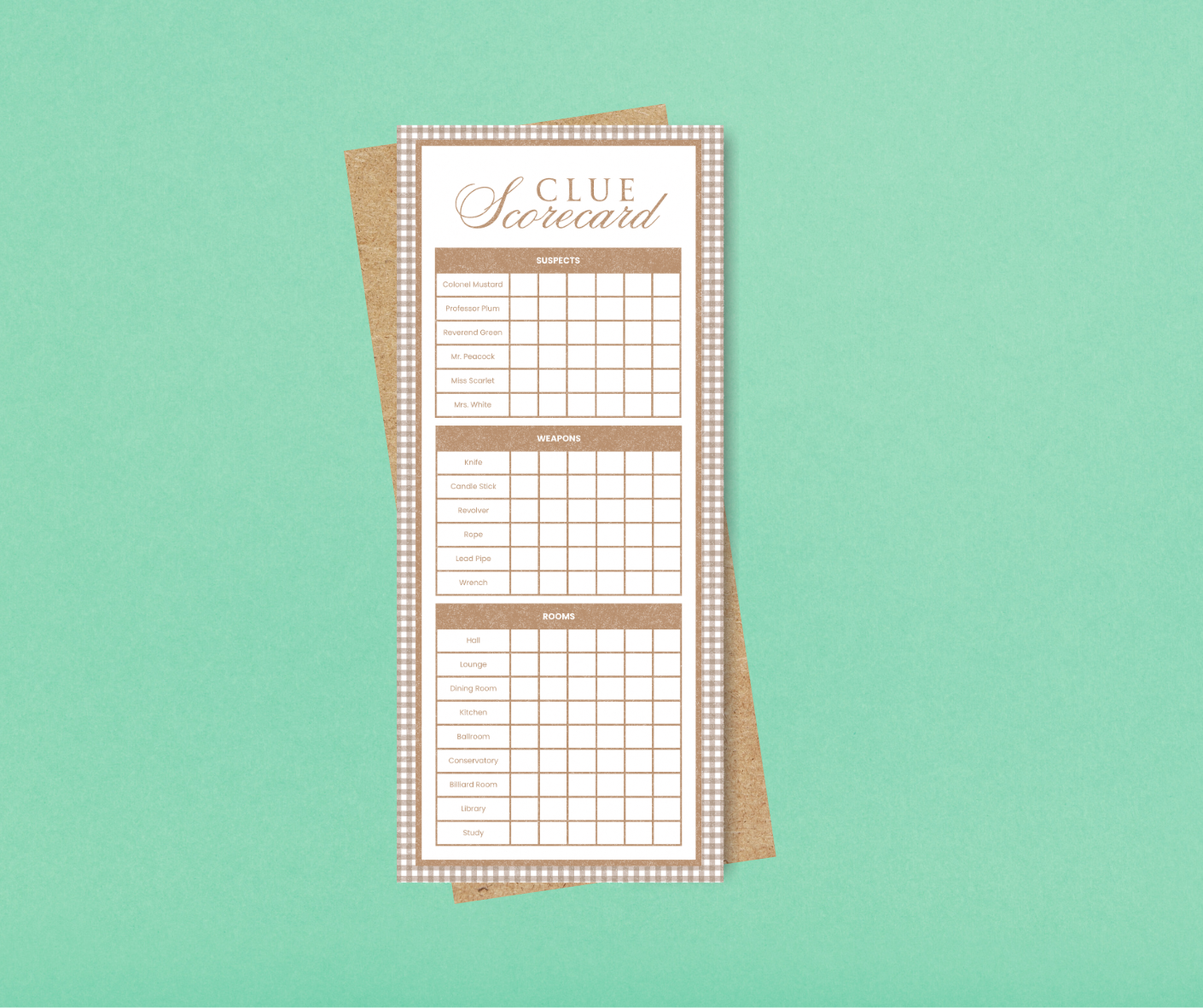 Clue Scorecard Notepad