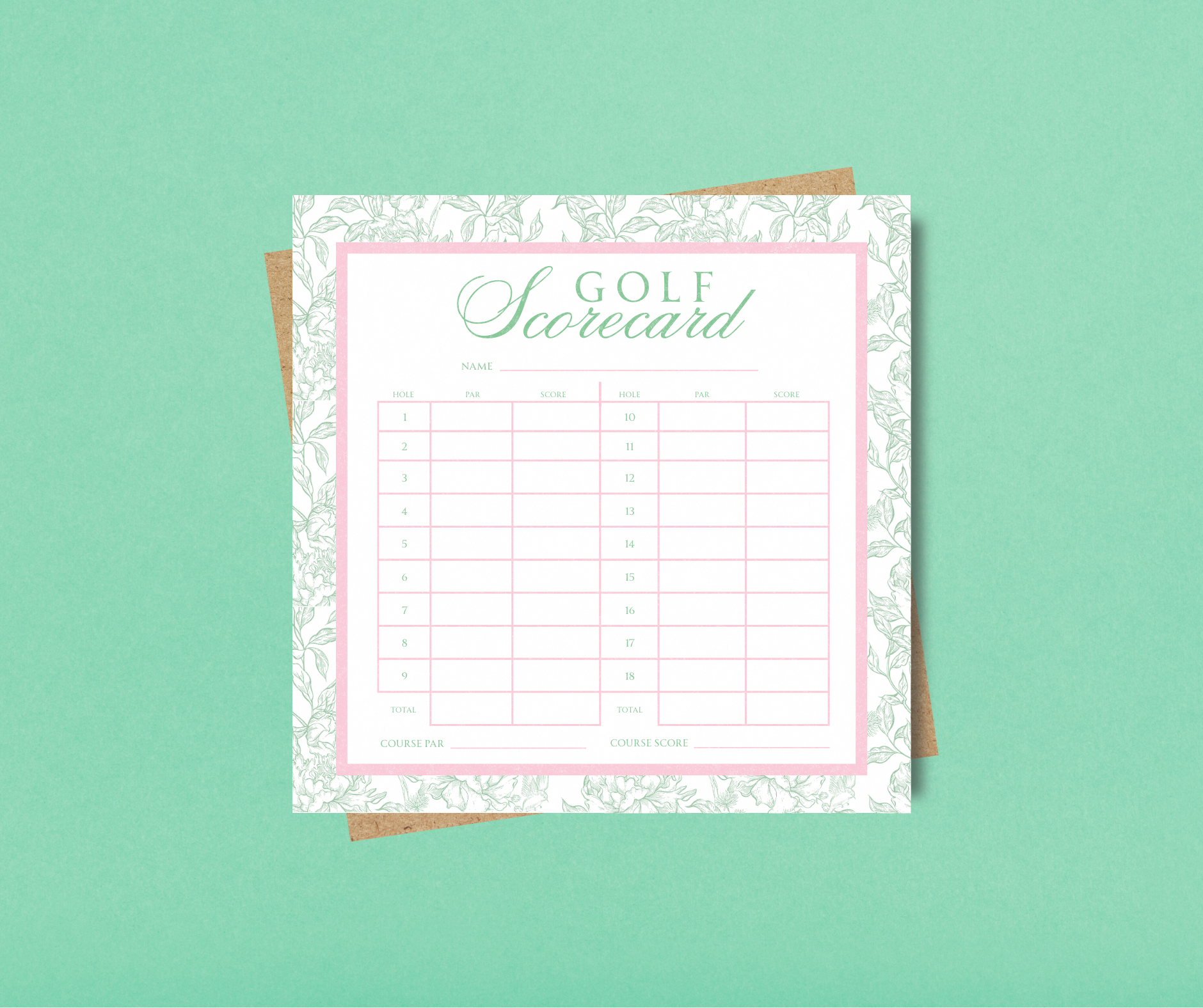 Golf Scorecard Notepad