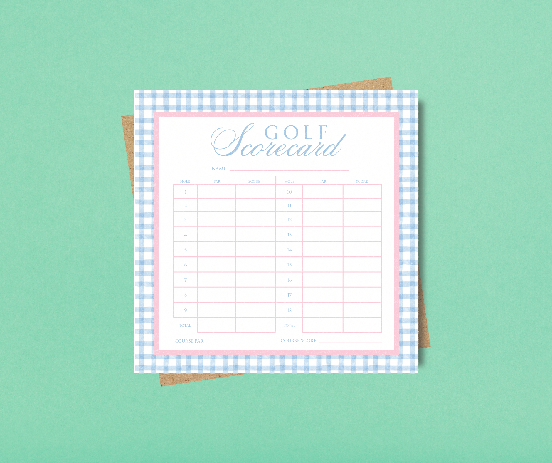 Golf Scorecard Notepad