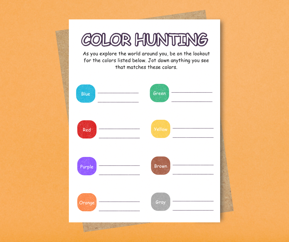 Color Hunting Activity Notepad