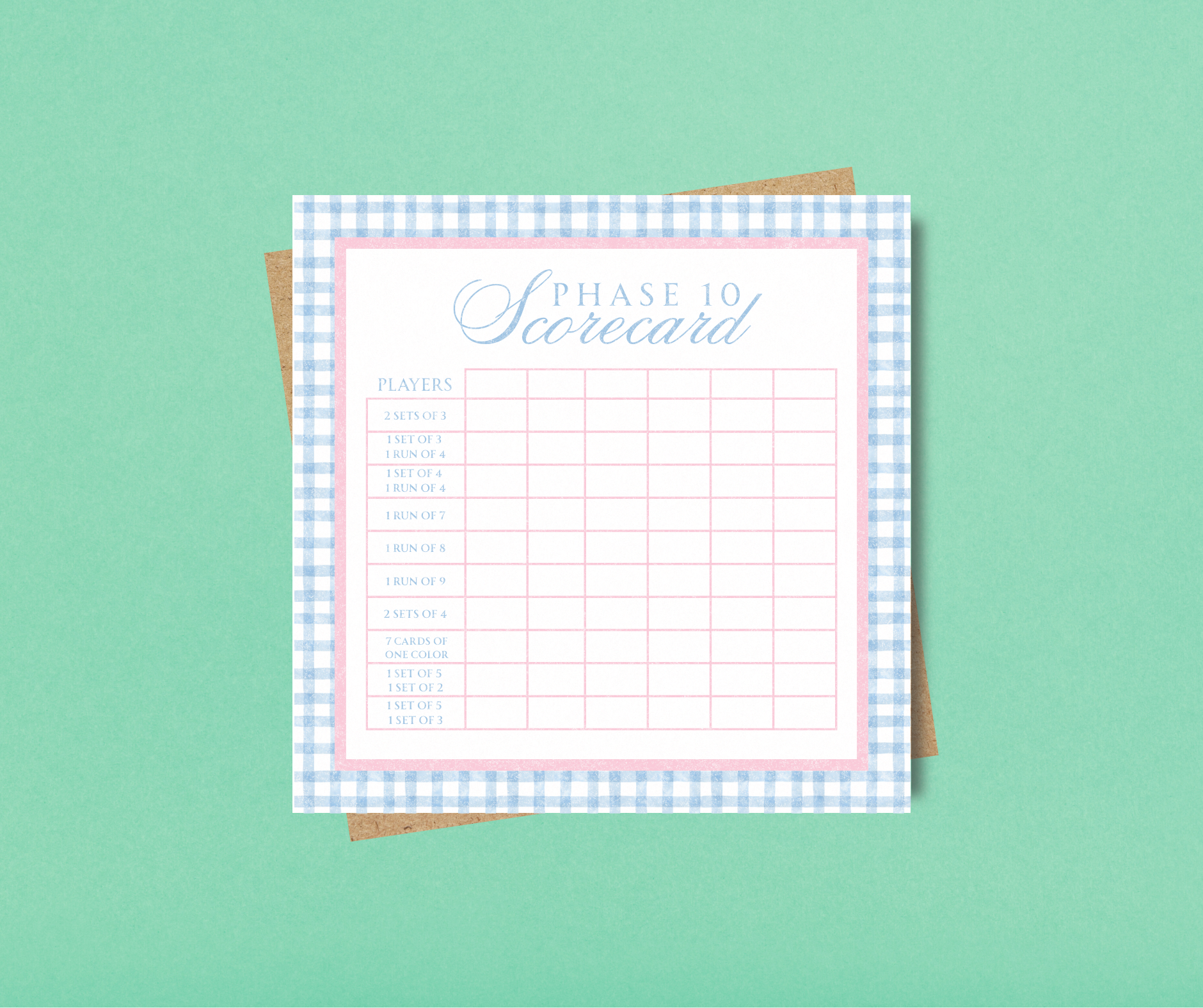 Phase 10 Scorecard Notepad
