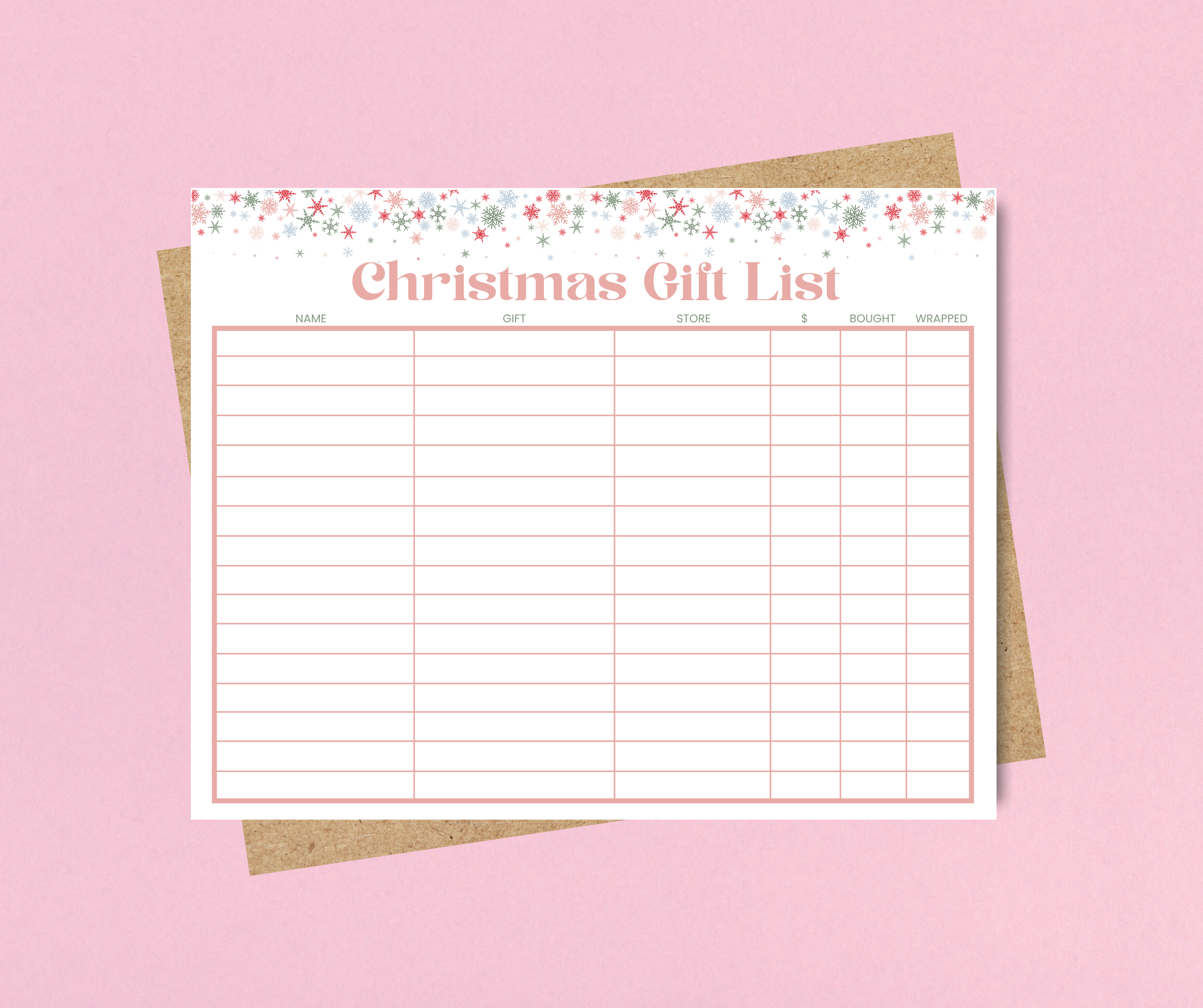 Christmas Gift List Notepad